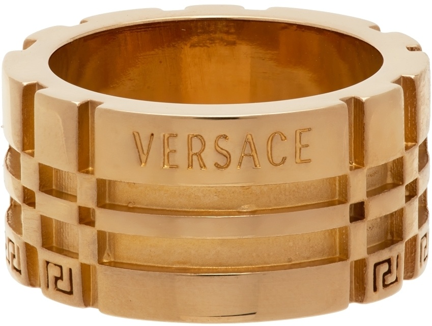 Gold Signet ring with logo Versace - Domaine-pignadaShops Italy