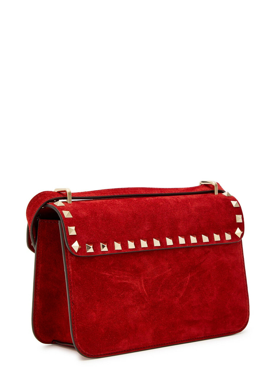 Valentino Rockstud Small Suede Shoulder bag - Red - One Size