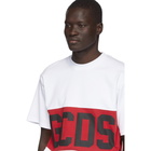 GCDS White and Red Band Logo T-Shirt