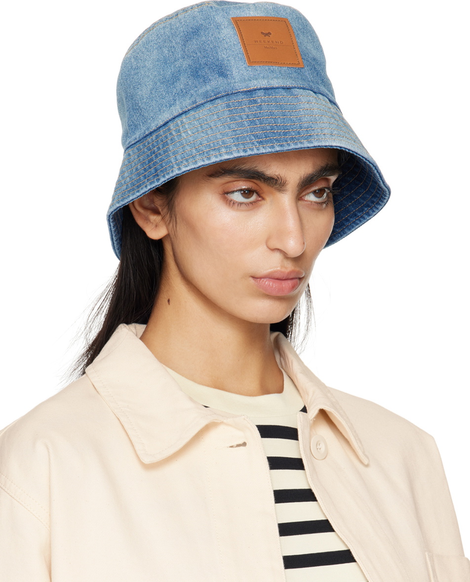 Weekend Max Mara Blue Denim Patch Bucket Hat