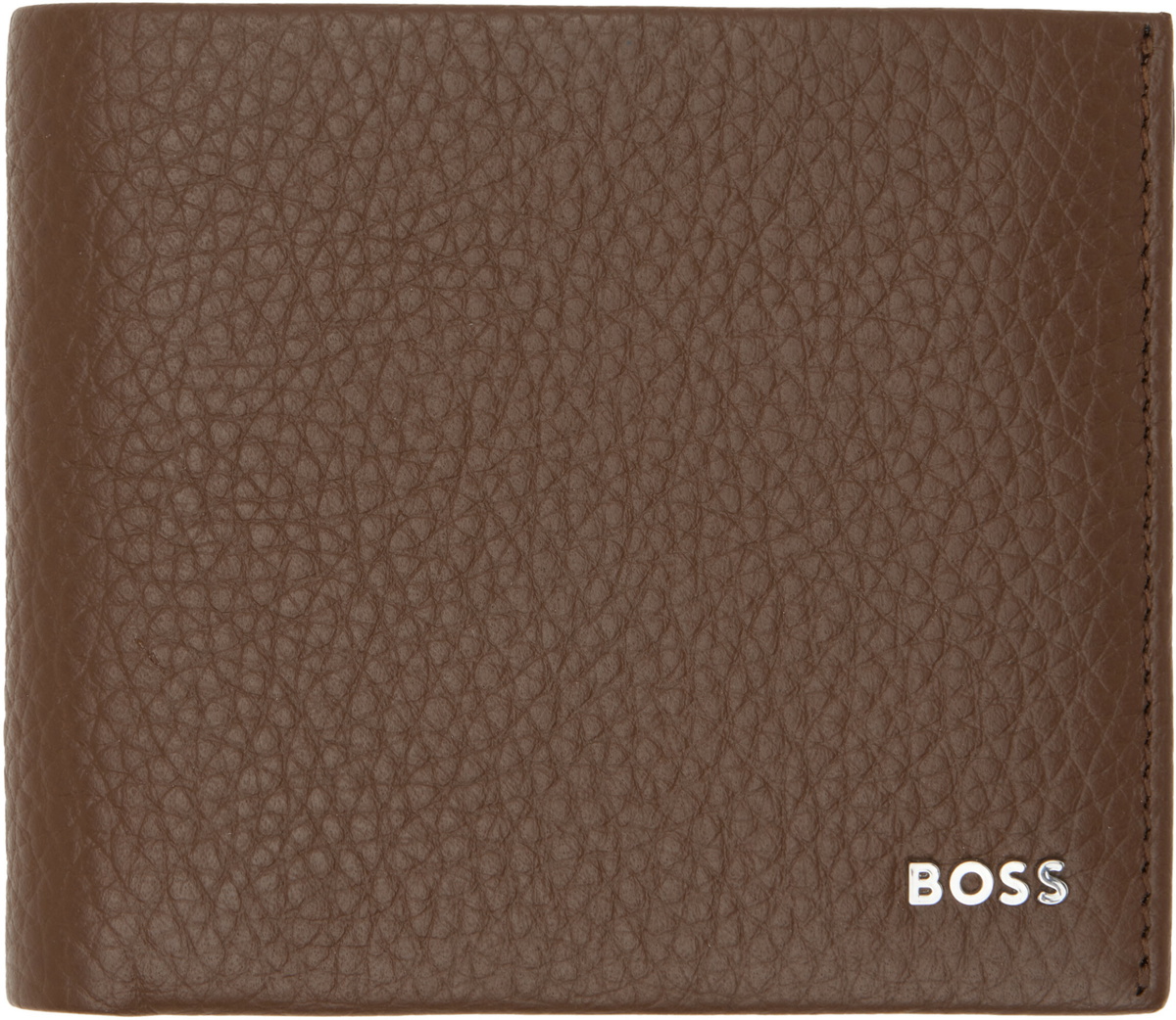 BOSS Brown Grained Leather Wallet