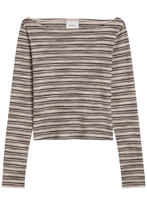 Photo: Reformation Wiley Striped Fine-knit top Grey