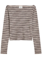 Reformation Wiley Striped Fine-knit top Grey