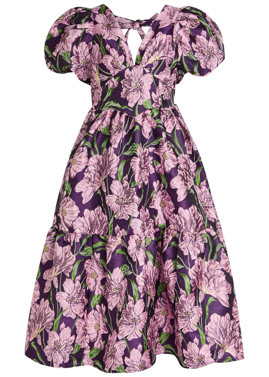 Sister Jane Floraison Floral-jacquard Woven Midi Dress Purple