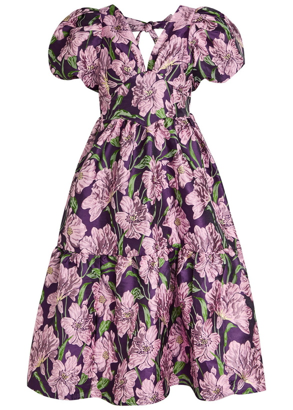 Photo: Sister Jane Floraison Floral-jacquard Woven Midi Dress Purple