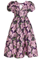 Sister Jane Floraison Floral-jacquard Woven Midi Dress Purple