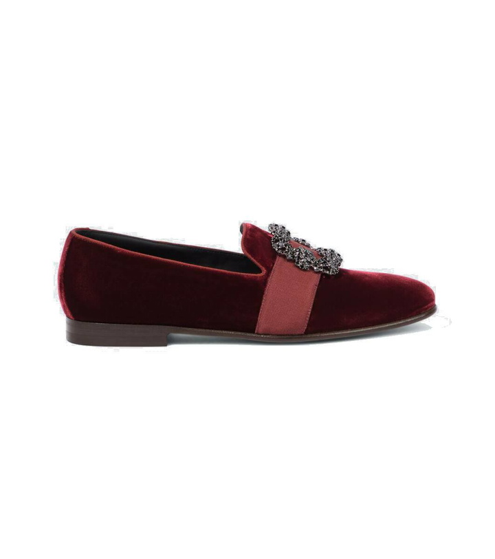 Photo: Manolo Blahnik Carlton embellished velvet loafers