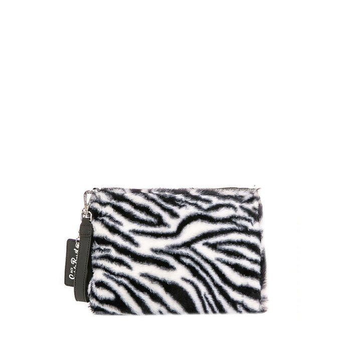 Photo: MC2 Saint Barth Parisienne Furry Cross-body Pouch Bag With Zebra Print