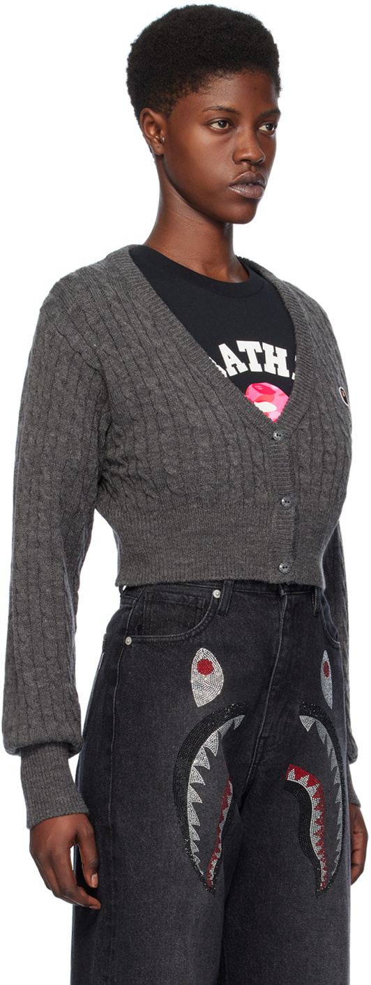 BAPE Grey Cropped Cardigan