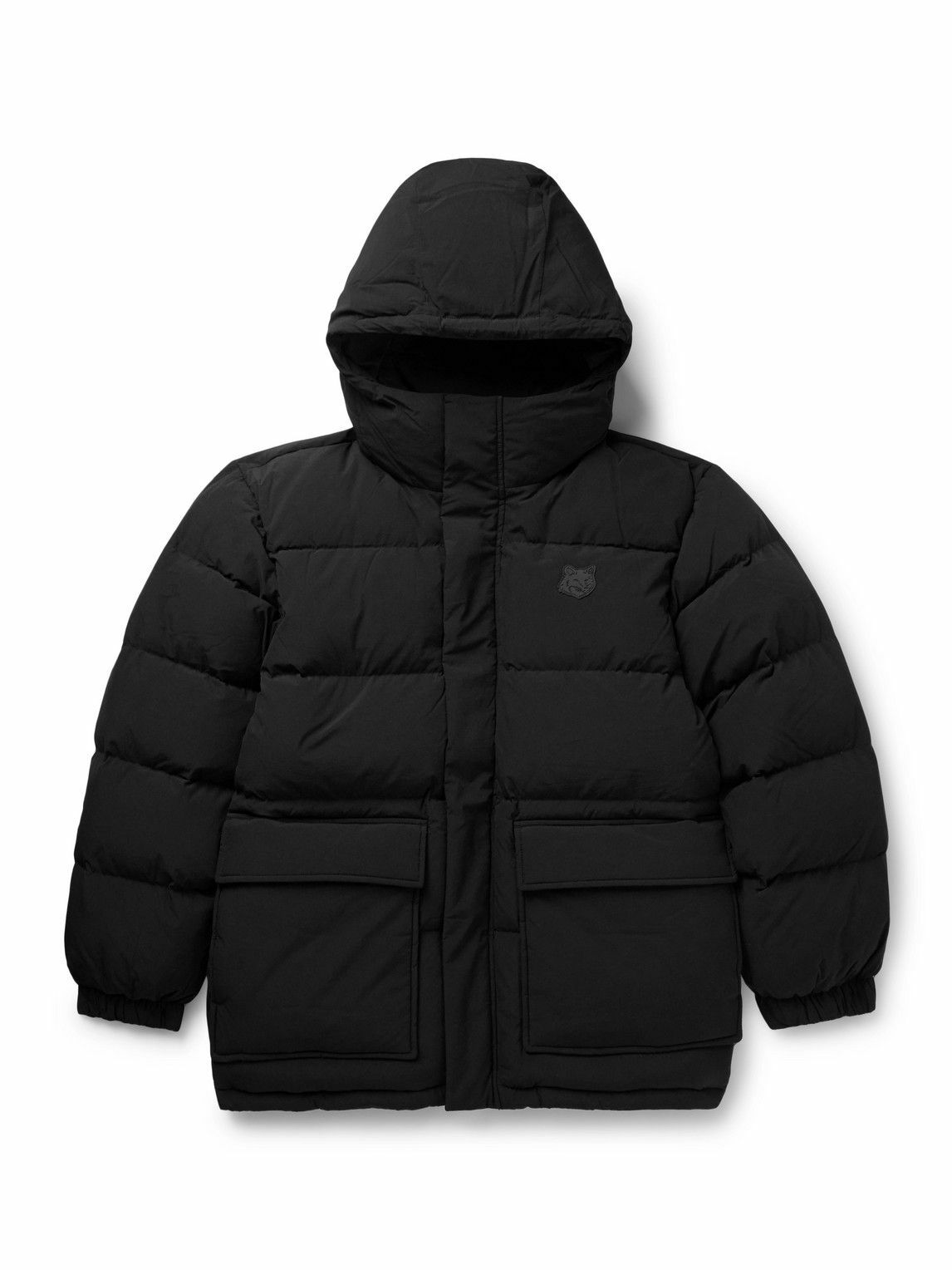 Maison Kitsuné - Logo-Appliquéd Quilted Shell Hooded Down Jacket - Black