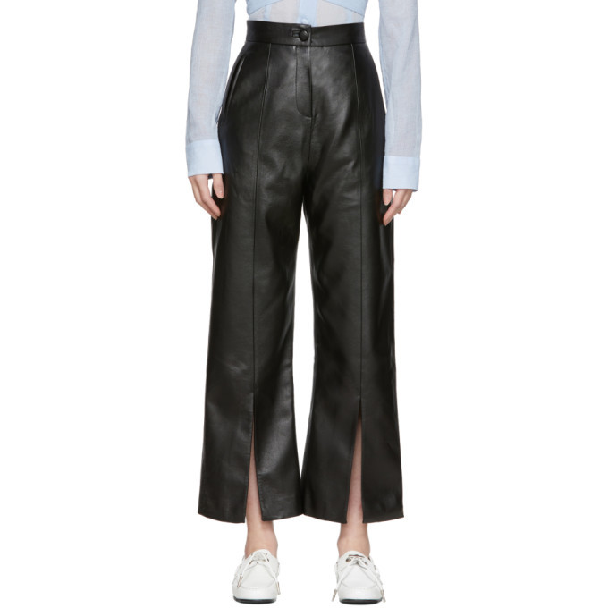 Materiel Tbilisi Black Faux-Leather Slit Trousers Materiel Tbilisi