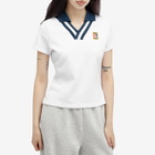 Nike Women's NSW Yoon Polo Top in White/Armory Navy