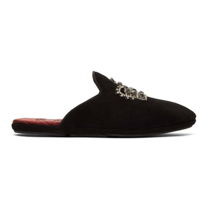 Photo: Dolce and Gabbana Black Suede Crown DG King Loafers