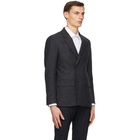 Z Zegna Grey Wool Double-Breasted Blazer