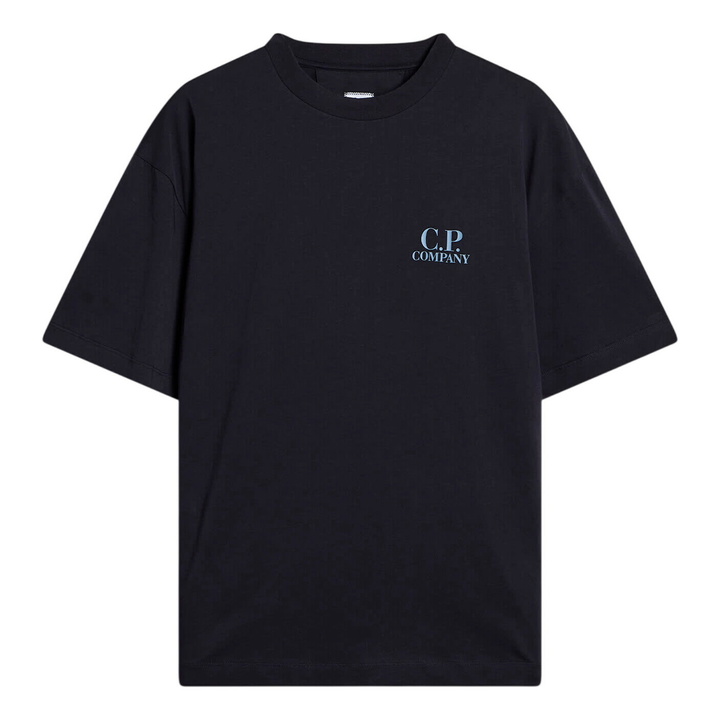 Photo: C.P. Company Men's Logo Print T-Shirt in Total Eclipse