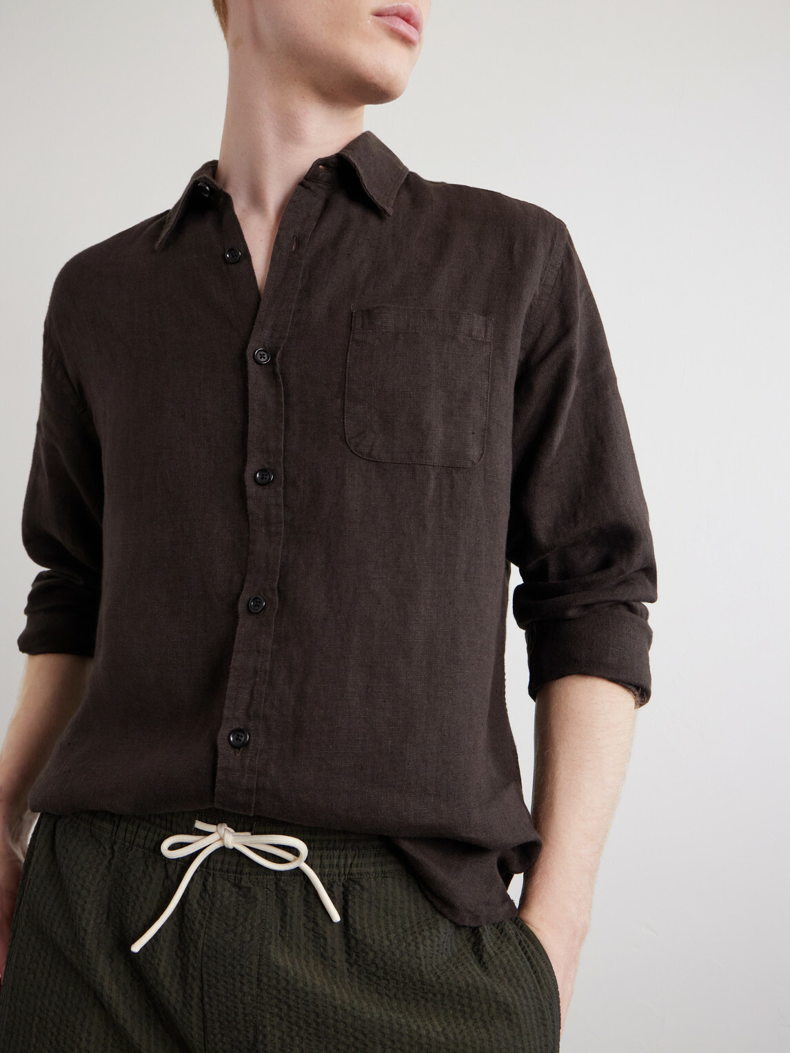 Oliver Spencer - New York Linen Shirt - Brown