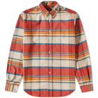 Gitman Vintage Men's Button Down Moleskin Flannel Shirt in Sunrise Stripe