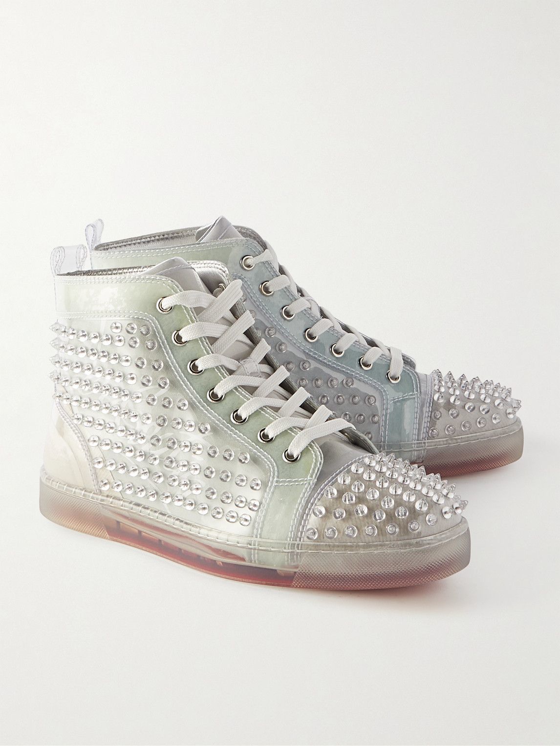 sz 8.5 / 41.5 Christian Louboutin Louix Ray Spikes PVC High Top Sneaker  Shoes