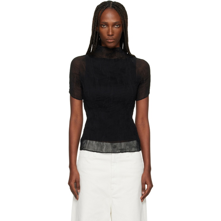 Photo: ISSEY MIYAKE Black Chiffon Twist T-shirt