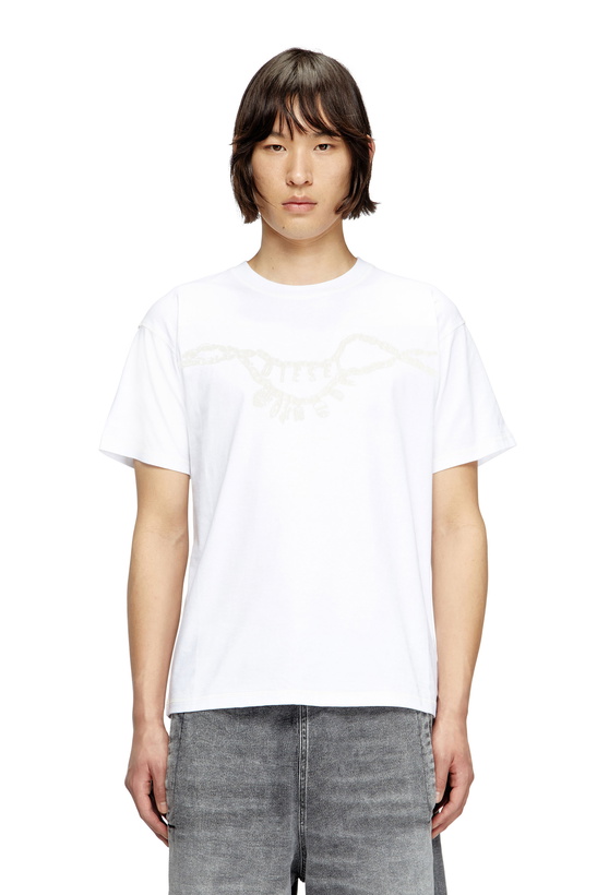 Photo: Diesel T-shirt with charm necklace print - T-Shirts - Unisex - White