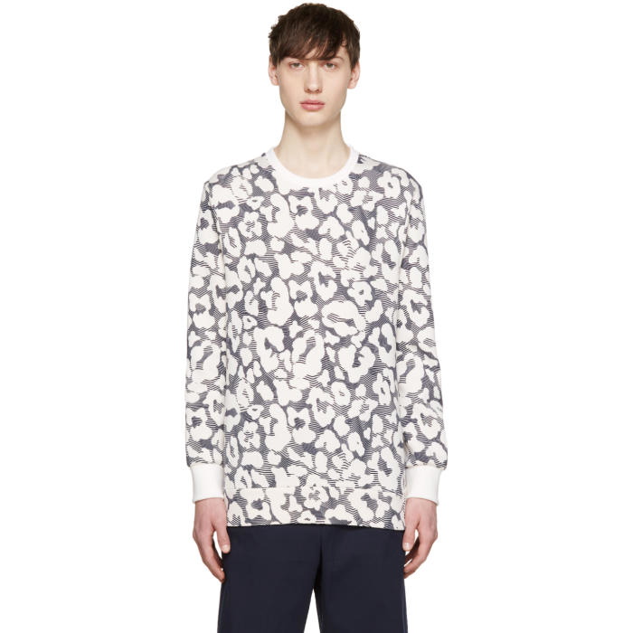 Photo: Neil Barrett Off-White and Navy Neoprene Leopard Pullover