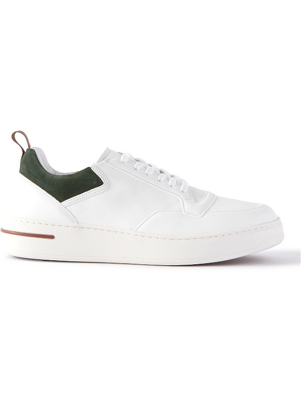 Photo: Loro Piana - Newport Suede-Trimmed Leather Sneakers - White