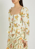Agua BY Agua Bendita Bromelia Floral-print Linen top Multicoloured