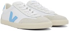 VEJA White & Blue Volley Canvas Sneakers