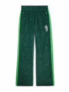 AMIRI - Straight-Leg Logo-Embroidered Striped Cotton-Velour Track Pants - Green