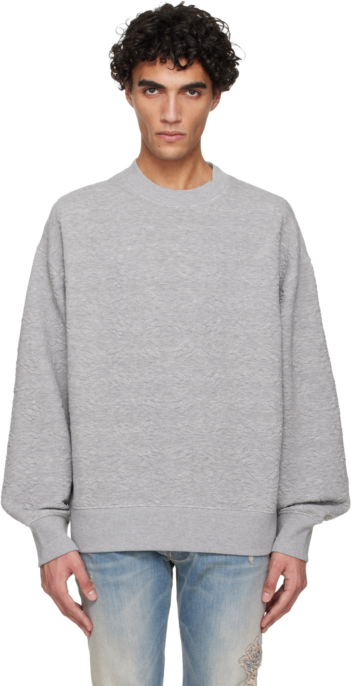 AMIRI Gray MA Quad Oversized Crew Sweatshirt