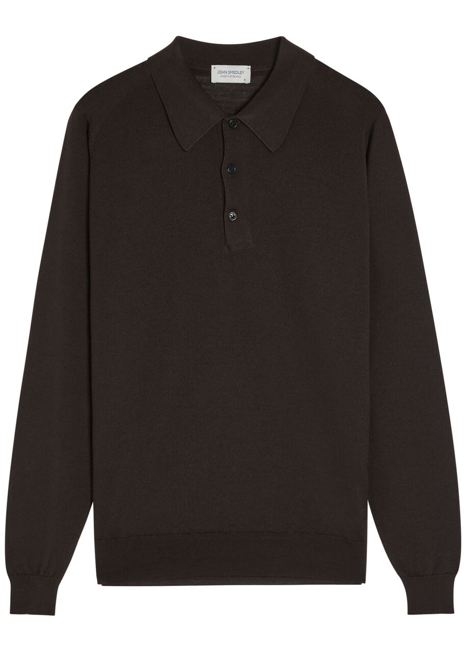John Smedley Men's ISIS Heritage Knit Polo Shirt in Navy John Smedley