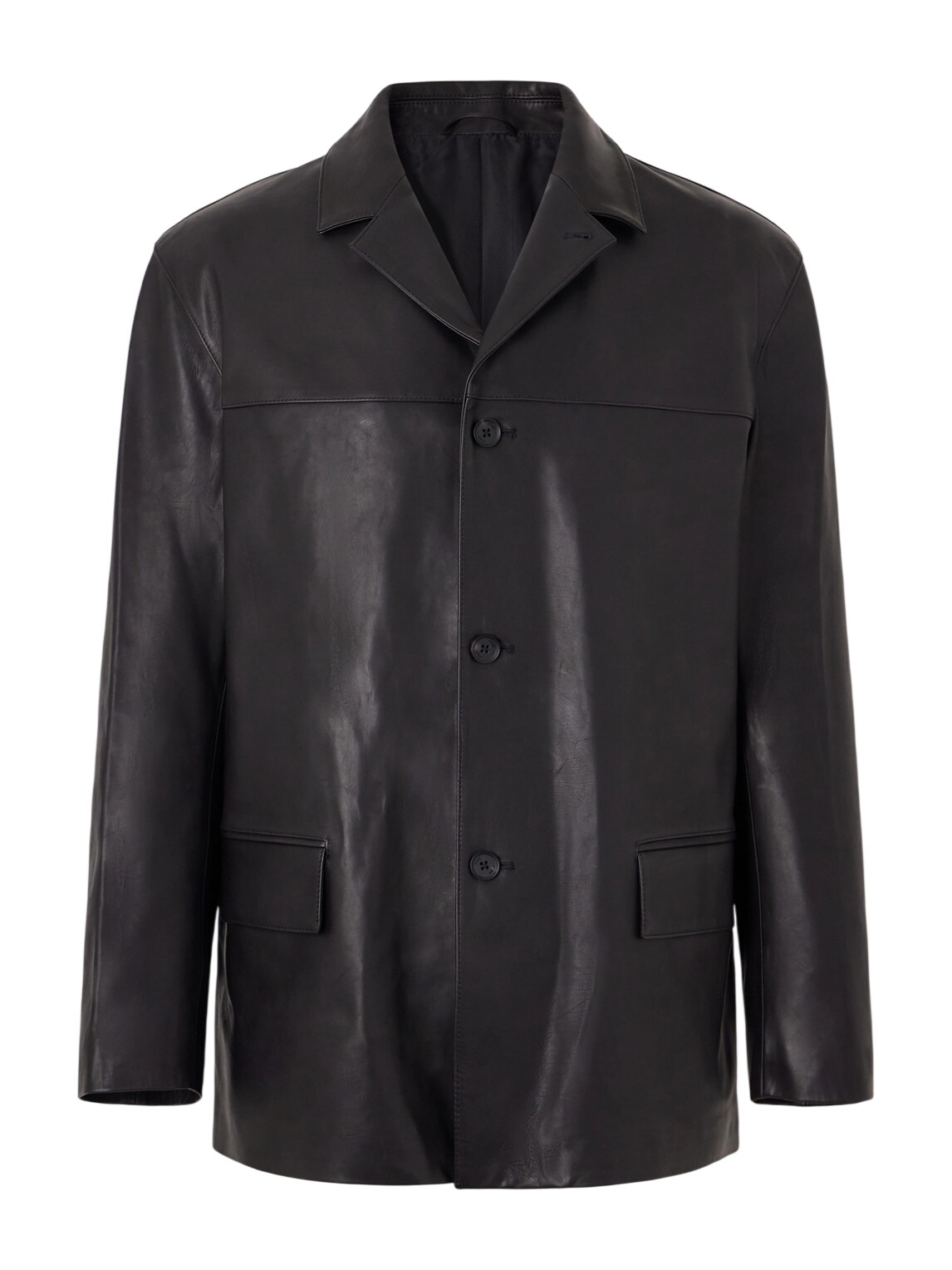 YOKE Brown Cracked Leather Trucker Jacket YOKE
