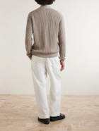 Altea - Shawl-Collar Ribbed Cotton and Cashmere-Blend Cardigan - Neutrals