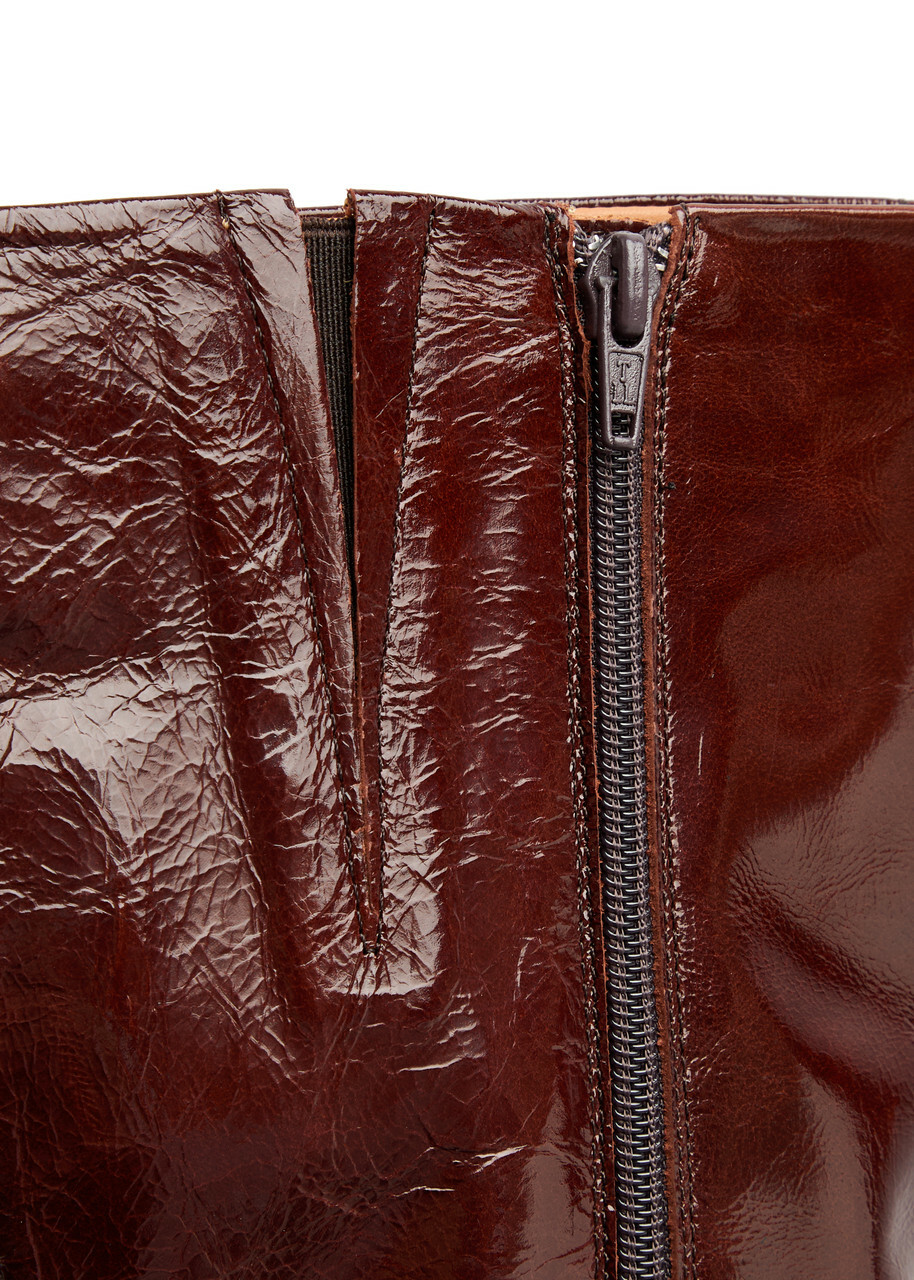 Miista Donna 65 Crinkled Patent-leather Knee-high Boots Brown