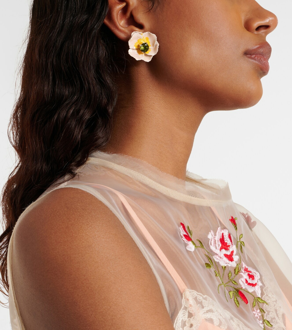 Simone Rocha Blooming Poppy embellished earrings