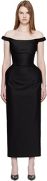 Magda Butrym Black Off-Shoulder Hip Pad Maxi Dress