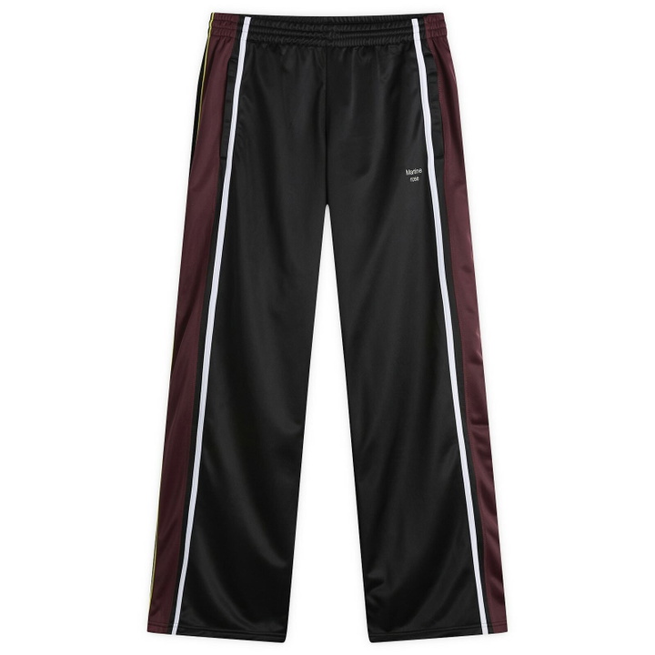 Photo: Martine Rose Women's Wide Leg Trackpant in Black/Burgundy