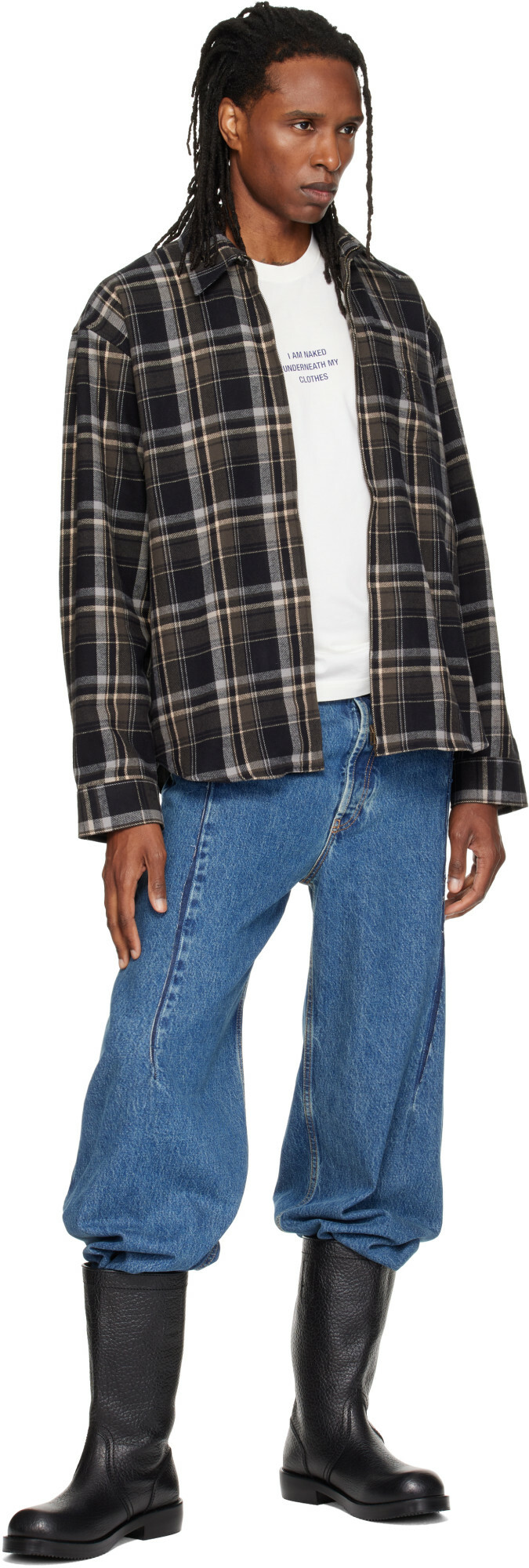 VETEMENTS Black Biker Cross Logo Zip Up Shirt