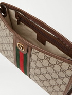 GUCCI - Ophidia Leather and Webbing-Trimmed Logo-Jacquard Coated-Canvas Wash Bag