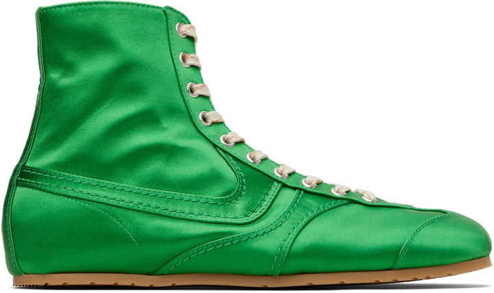Photo: Dries Van Noten Green Satin High Top Sneakers