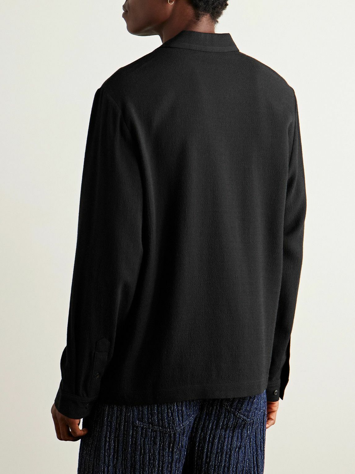 Séfr - Sense Camp-Collar Crepe Shirt - Black