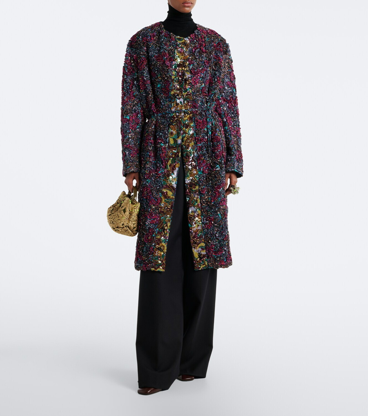 Dries Van Noten Small floral jacquard top-handle bag