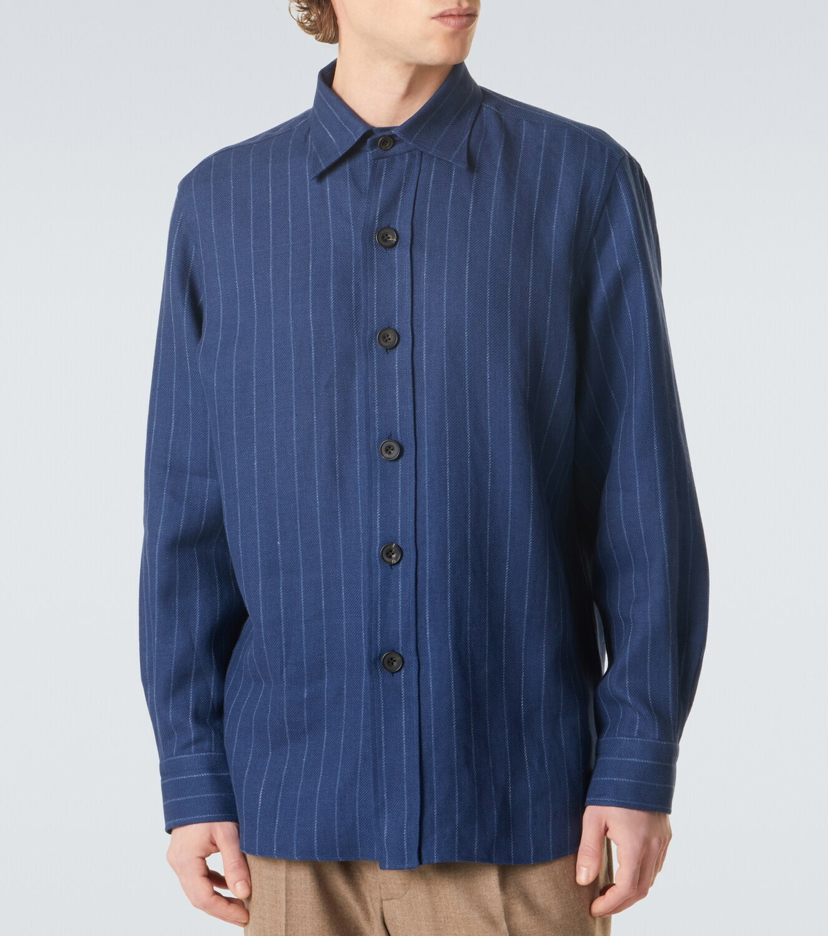 Rubinacci Striped linen and wool shirt