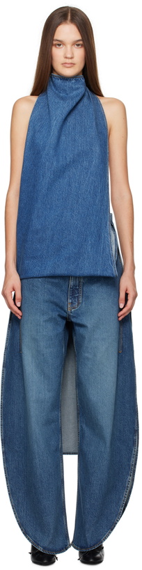 Photo: ALAÏA Blue Asymmetric Cape Top