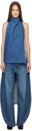 ALAÏA Blue Asymmetric Cape Top
