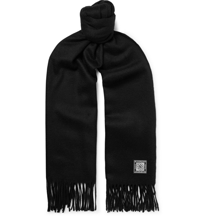 Photo: Givenchy - Logo-Appliquéd Wool and Cashmere-Blend Scarf - Black
