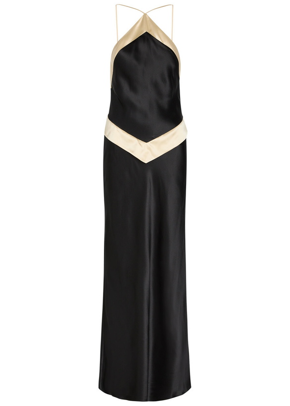 Photo: Reformation Jillian Panelled Silk Maxi Dress Black And White