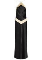 Reformation Jillian Panelled Silk Maxi Dress Black And White