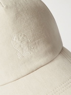 Brunello Cucinelli - Logo-Embroidered Leather-Trimmed Linen Baseball Cap - Neutrals