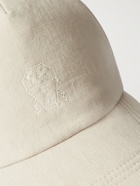Brunello Cucinelli - Logo-Embroidered Leather-Trimmed Linen Baseball Cap - Neutrals